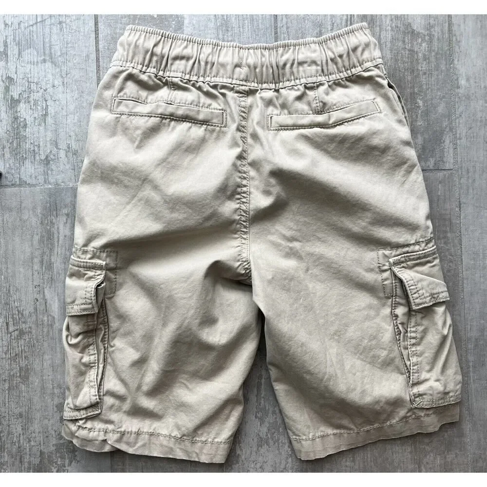 GAP Kids Boys Drawstring Elastic Cargo Shorts Beige Shorts Khaki M Regular 8-9